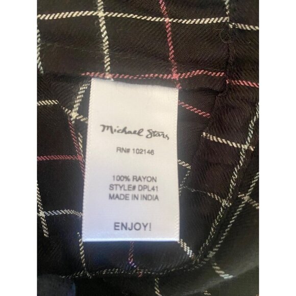 NWT Michael Stars Boho Flutter Sleeve Black, Cream, Brown Plaid Flannel Oversize - Picture 6 of 7